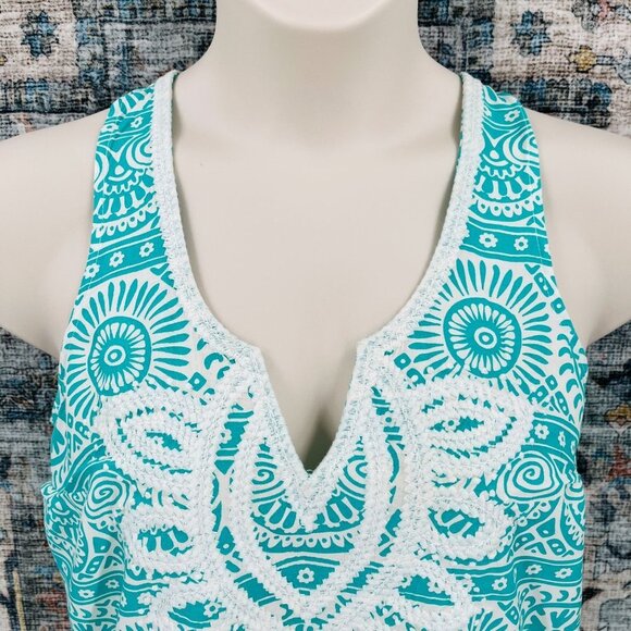Mud Pie Racerback Halter Dress Swim Coverup Size S Teal Sleeveless V Neck - Picture 2 of 10